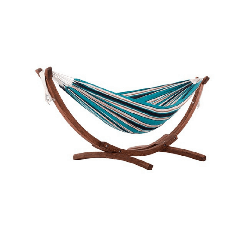 Vivere Double Sunbrella Hammock with Solid Pine Stand