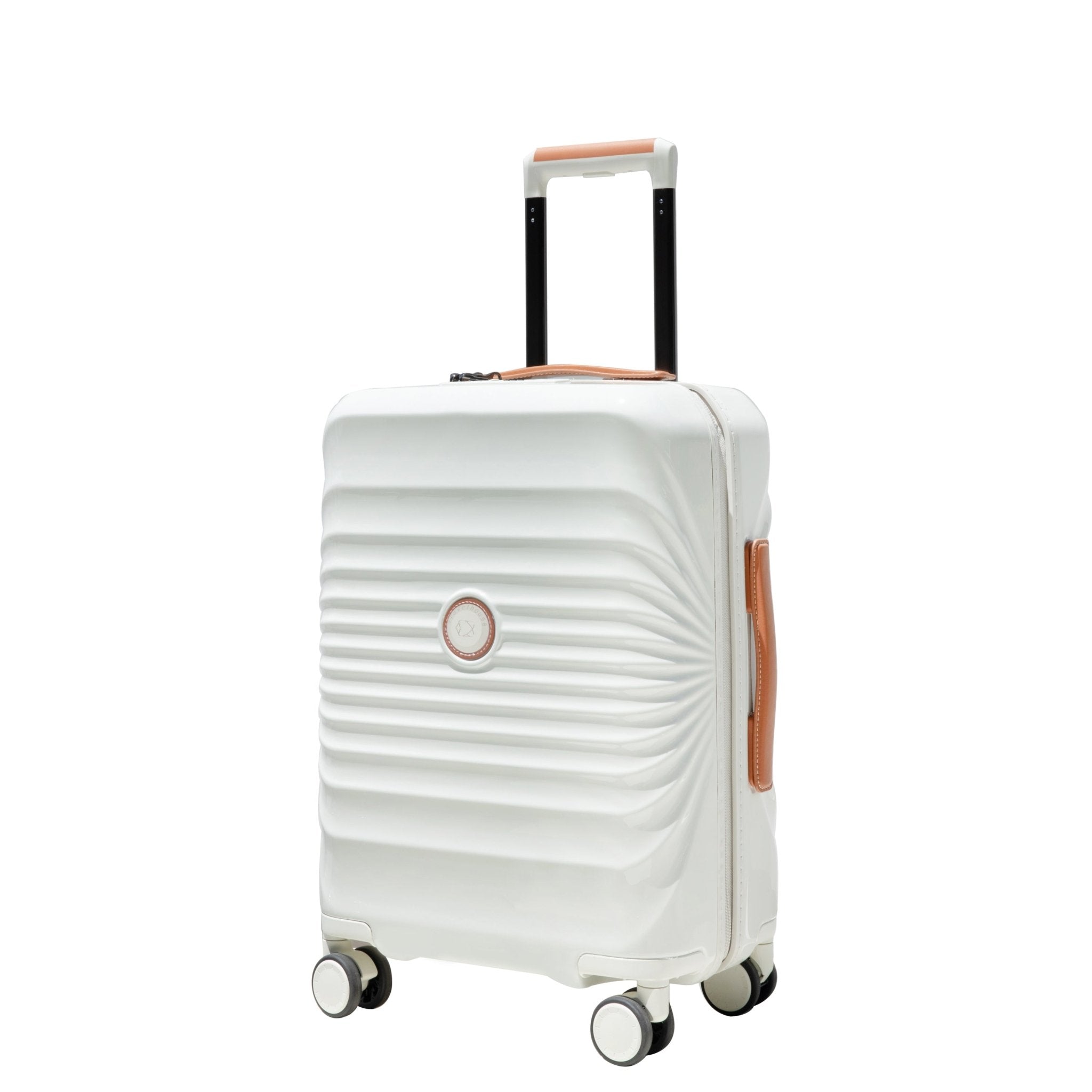 24"" Carry on Luggage Lightweight Suitcase TSA Lock USB port  Expandable  Luggage  Artificial leatherTop handle Spinner Wheels CREAMY WHITE