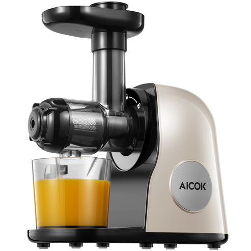 AICOK Slow Masticating juicer Extractor, Cold Press Juicer Machine, Quiet Motor, Reverse Function, High Nutrient Fruit and Vegetable Juice, Ivory White