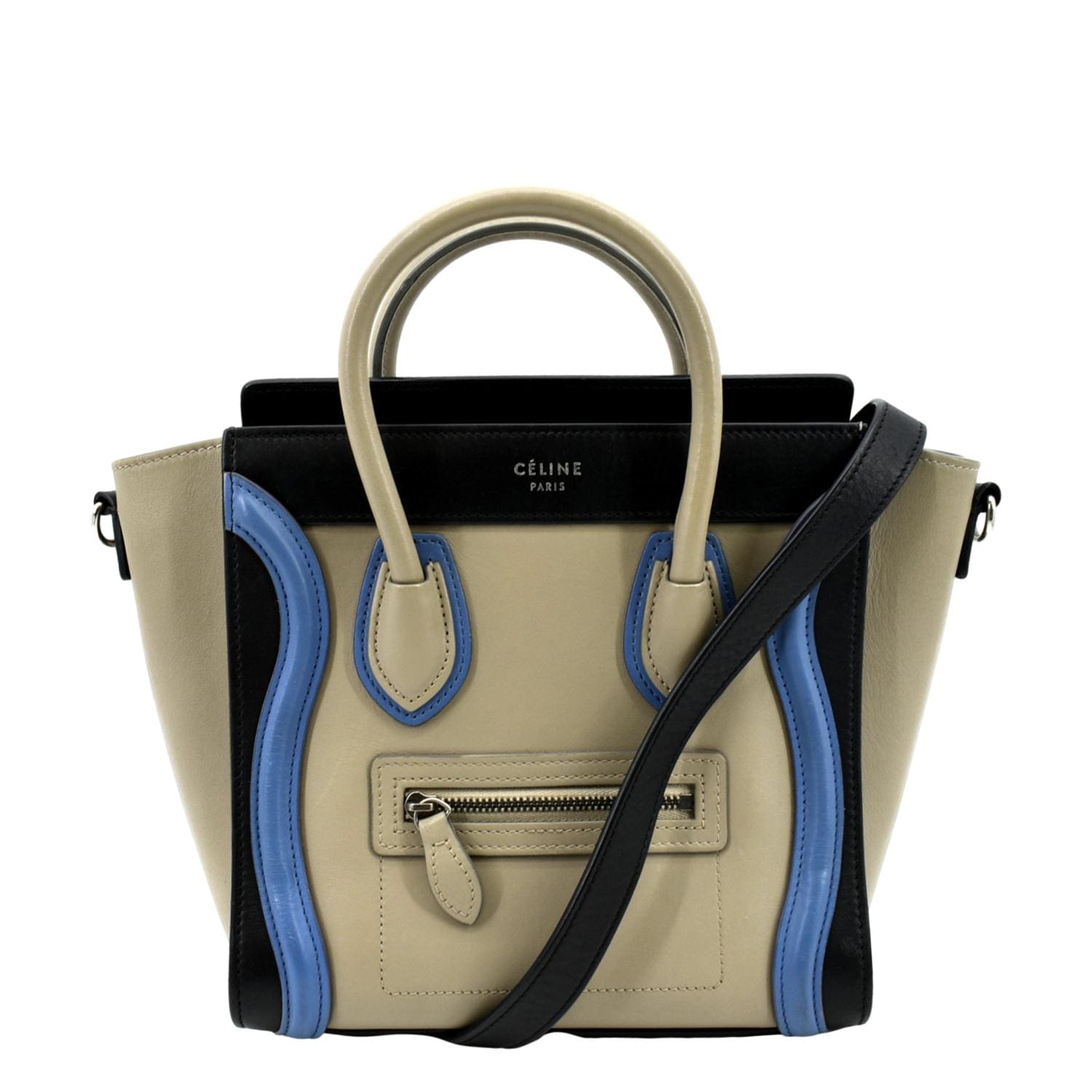 CELINE Nano Luggage Calfskin Leather Shoulder Bag Tricolor